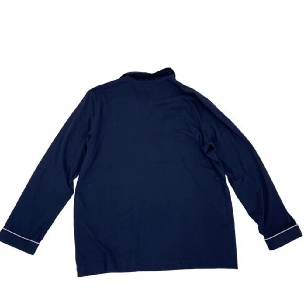 David Archy Pajama Top Large Blue Long Sleeve Button Down‎ Lounge